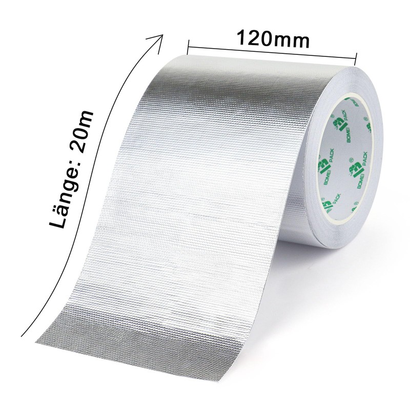 BOMEI PACK Adhesive Aluminum Foil Heat Shield Tape Barrier, Fiberglass
