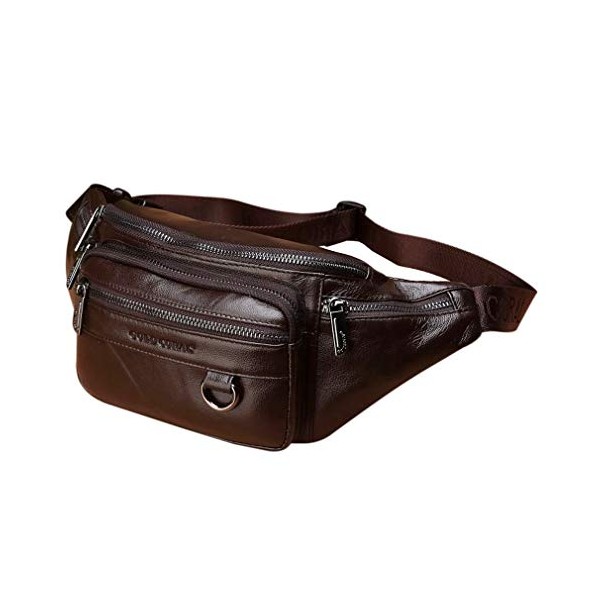 Leather Fanny Pack Waist Bag for Men Women Outdoor Travel Walking Hiking Camping Phone Pouch Wallet Casual Daypack