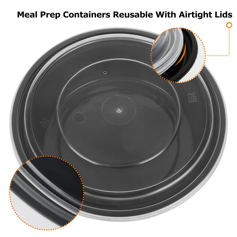 JMIATRY 25 Pack Round Meal Prep Containers Reusable, 1 Compartment