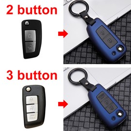 OTMIK ABS Carbon Fiber Car Key Cover Case fit for Nissan Qashqai J11 X-Trail Juke Micra Key Shell Accessories (2 Buttons Black B)