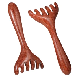 2 PCS Wooden Massage Comb 6 Claws, Wooden Head Massager Scalp, Wood Therapy Massage Tools for Head, Back, Legs, Feet, Wood Scalp Massager for Father's Day and Mother's Day Gifts