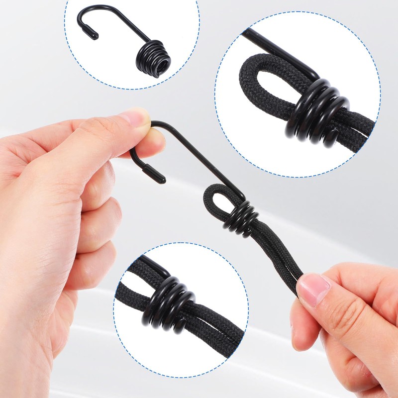 80 Pieces Plastic Coated Bungee Cord Hooks with 80 Pieces