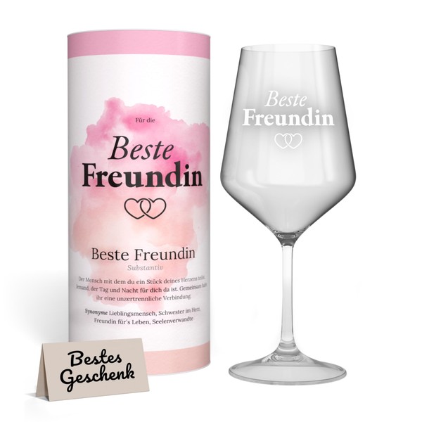 HECHTTAG Wine Glass XL I Best Friend Engraving (530 ml) with Gift Box | Gifts for Best Friend for Birthday, Christmas | Birthday Gift | Best Friends Gift Idea