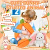 Reversible Rabbit Plush Stuffed Animals, Carrot Strawberry Pillow with Zipper,