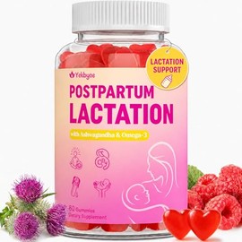 Lactation Supplement - Postpartum Lactation Support Gummies, with Milk Thistle, Moringa & Postnatal Vitamins, As Milk Supply Booster, Supports Mood, Breastfeeding & Postpartum Recovery - 30 Day Supply