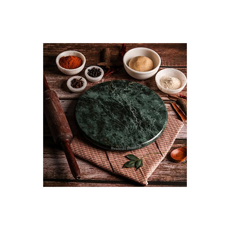 SWADESHI BLESSINGS Vintage HandCrafted Marble Chakla/Indian Roti Maker/Bread Maker/Marble Plate