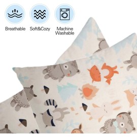 Children's Cushion Cover Decorative Patterned 40 x 40 cm, 1 Pack Baby Toddler Cushion Covers for Prams, Organic Cotton Pillowcase with Zip