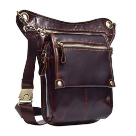 Vintage Leather Waist Pack Drop Leg Bag for Men Women Belt Bumbag Multi-Purpose Motorcycle Bike Outdoor Sports Tactical Cycling Riding Hiking Camping Coffee