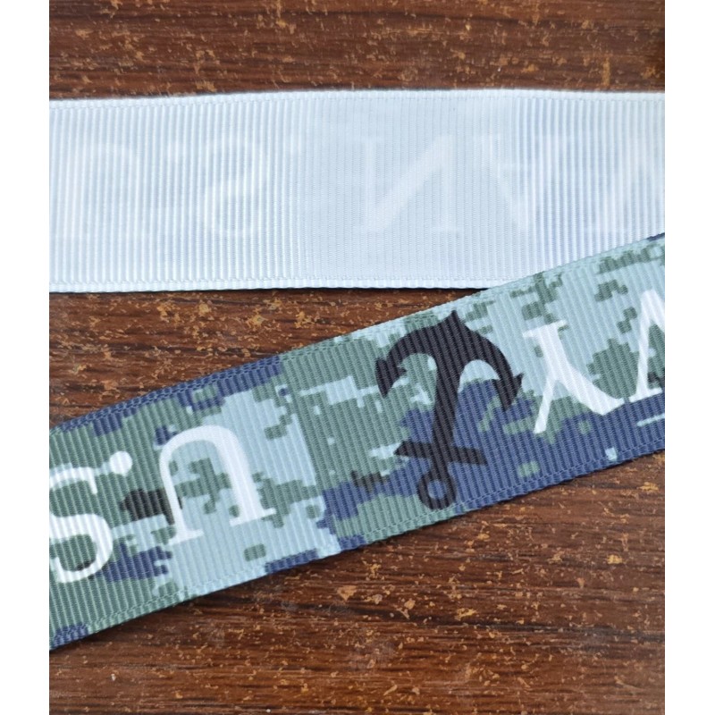 Unbranded 1" Navy Camo Grosgrain Ribbon SOLD BY YARD