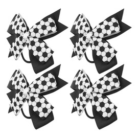 Healeved Soccer Bow Hair Ties 4Pcs Black White Elastic Hair Bands for Girls Sports Ponytail Holders Soccer Accessories