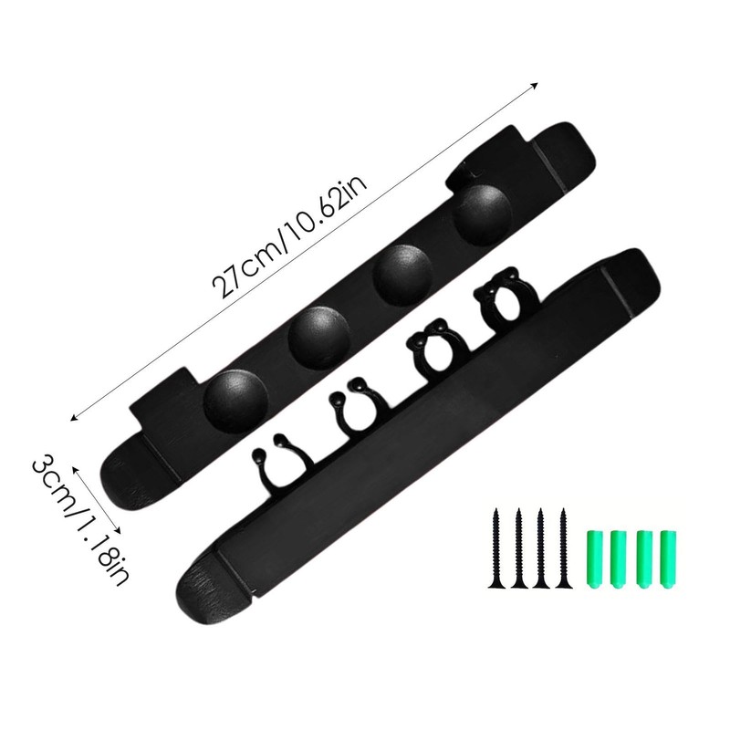 Generic Pool Cue Rack Wall Mount - 4 Cue Clips