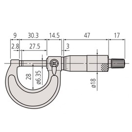 Mitutoyo MIT103-177 Micrometer, 0"-1" Range