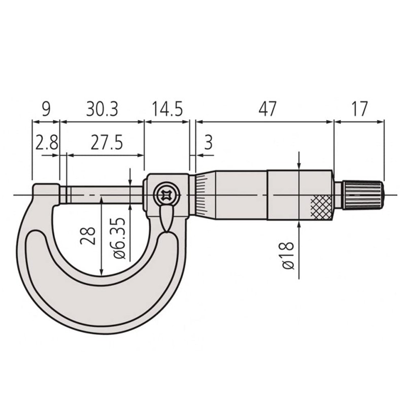 Mitutoyo MIT103-177 Micrometer, 0"-1" Range
