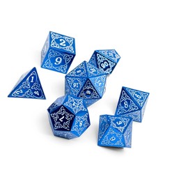 Norse Foundry Celtic Mystery Dice Set - Intricate Knotwork Design - Durable Zinc Alloy Construction - 7-Piece RPG Dice Set with Themed Book Tin for Storage for Collectors and Gamers