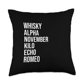 Funny British Slang Whisky Alpha November Kilo Echo Romeo Throw Pillow