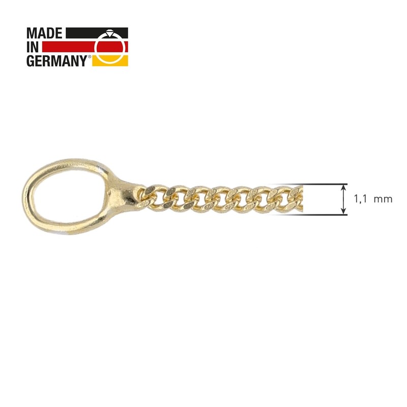 trendor Fine Curb Chain 925 Silver Gold-Plated Chain 1.1 mm