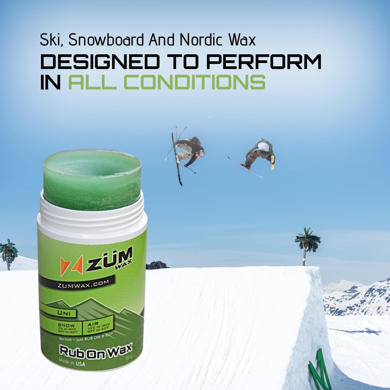 ZUMWax Rub-On Ski/Snowboard/Nordic/Cross-Country Wax 70g, UNIVERSAL, Easy cork applicator, long-lasting