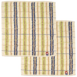 Nishio IBT-506-10-2P Imabari Towel Certified Hand Towel, Men's, Set of 2, Made in Japan, 100% Cotton, 9.8 inches (25 cm), Double-Sided Pile, Water Absorbent, Checkered Pattern, Gentleman's Imabari
