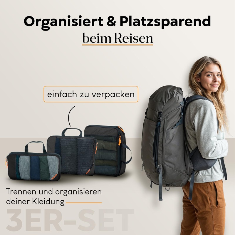 Packing Cubes with Compression for Suitcase and Backpack with Packing