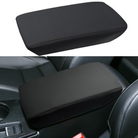 LOCOY Center Console Armrest Cover Fit for Honda Civic Accessories 2022 2023 2024 2025, 11th Gen Civic Arm Rest Box Protective Cover, Middle Console Pad, Armrest Lid Leather Cover (Black Stitches)