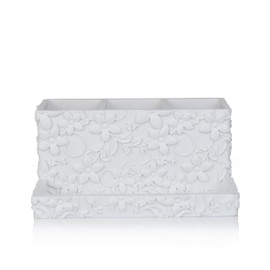 WHITE FLORAL BATHROOM TRAY for COUNTERTOP organizer for bathroom