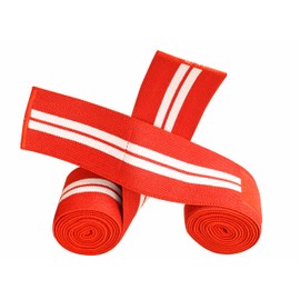 Kango Fitness Knee Wraps (Pair) for Cross Training WODs,Gym Workout,Weightlifting,Fitness & Powerlifting - Best Knee Straps for Squats - For Men & Women- 78"-Compression & Elastic Support (Red/White)