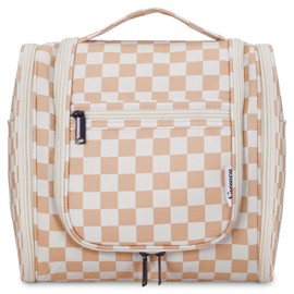 Travel Hanging Toiletry Wash Bag Makeup Cosmetic Organizer for Women (Light Checkerboard (Large))