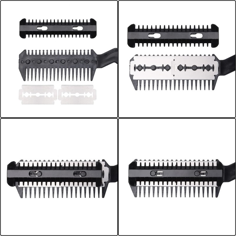 MFUOE 4 Pieces Comb Hair Cutter Double Sided Razor Comb