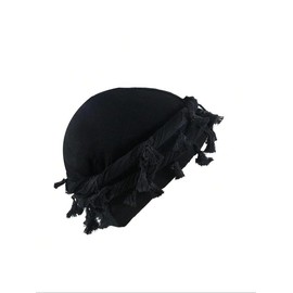 Summer Street Style Tassel Design Turban Hats for Men, Hiphop Turban Hat, Vintage Hats, Men's Hats for Daily Wear, Hats for Summer Back To School Birthday Outfit - Color: Black, Size: one-size