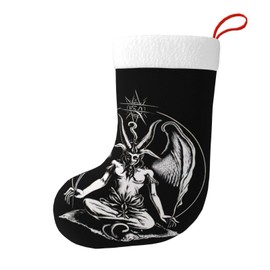 FYCFSLMY Baphomet Satan Devil Large Christmas Stockings, Xmas Tree Fireplace Hanging Decorations for Home Holiday Decor