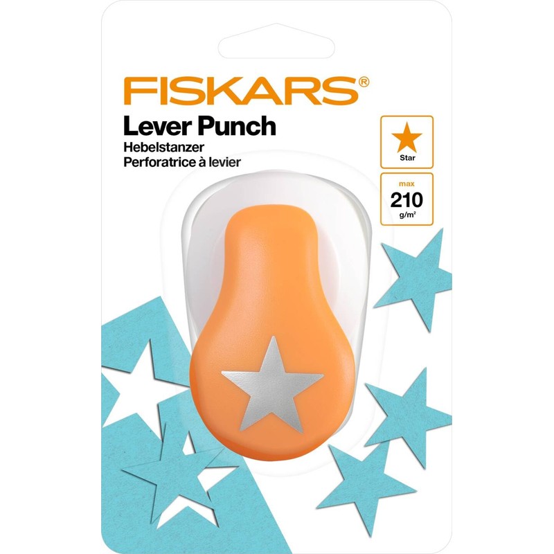 Fiskars Motive Lever Punch, Star, Diameter 2.5 cm, for Left