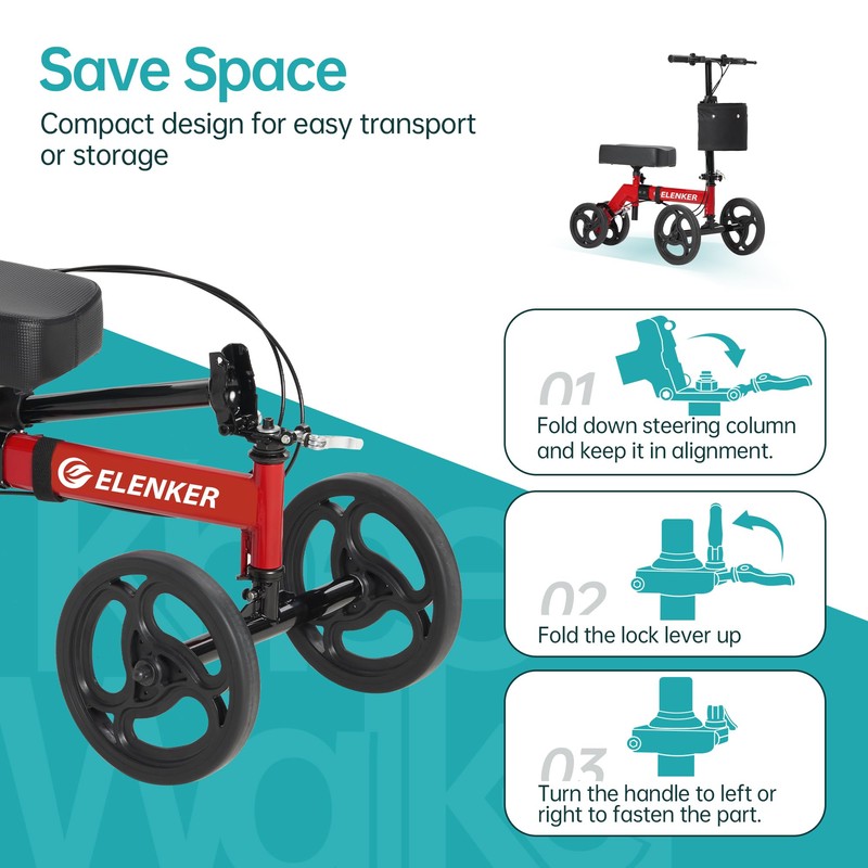 ELENKER Steerable Knee Walker Deluxe Medical Scooter for Foot Injuries