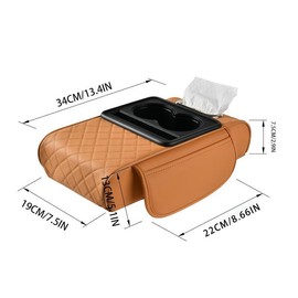 Car Armrest Box Storage Bag, Multifunctional Car Armrest Box Mat with Cup Holder, Car Tissue Box, Central Elbow Heightening Mat, Car Interior Accessories, Men Gifts:_Orange_one-size