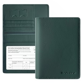 Genuine Leather Passport Holder Wallet Cover for Women and Men,Rfid Travel Wallet Passport Document Holder with Zipper Pocket & Transparent Window - Green