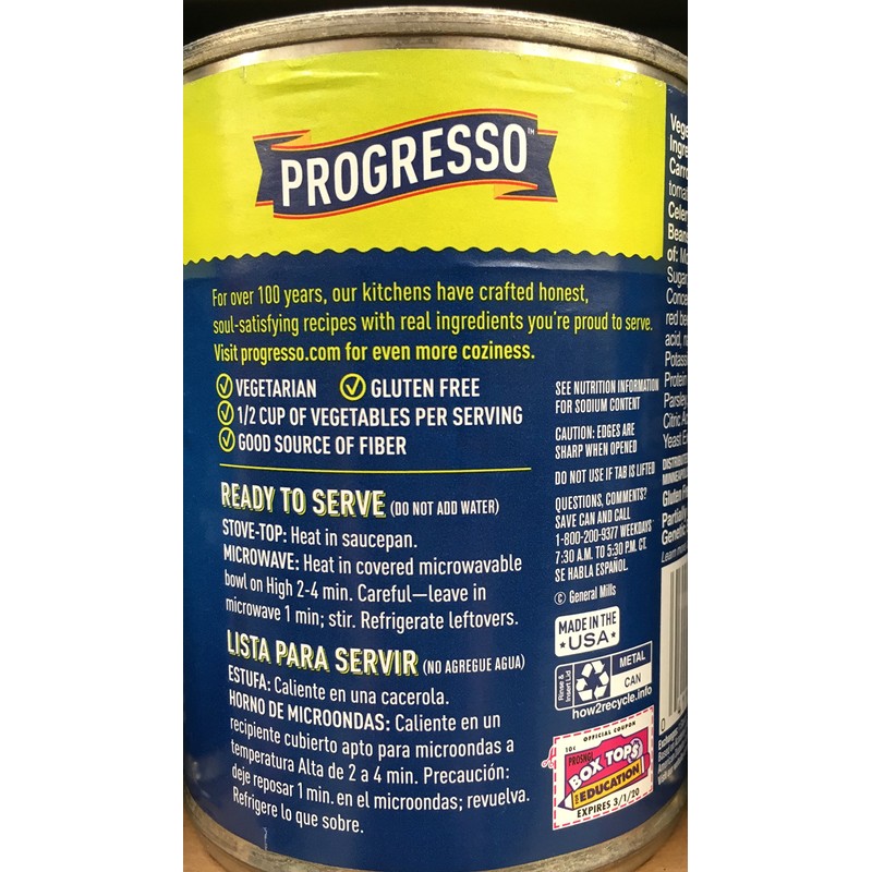 Progresso Soup GARDEN VEGETABLE Vegetable Classics 18.5oz (3 Cans)