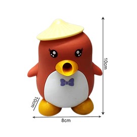 Shoppersduniya Cute Cartoon Penguin Shaped Pencils/Pencil Sharpener, Table Sharpener Machine School Stationary Gift for Kids Dust Compartment (Pack of 1, Orange Color)