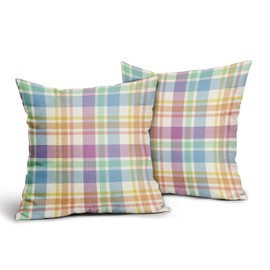 Kawani Easter Spring Pillow Covers 18X18 Inch Colorful Vintage Buffalo Plaid Checked Decorative Pillow Cases Set of 2 Winter Holiday Throw Pillows Farmhouse Home Decor for Sofa Couch Cushion