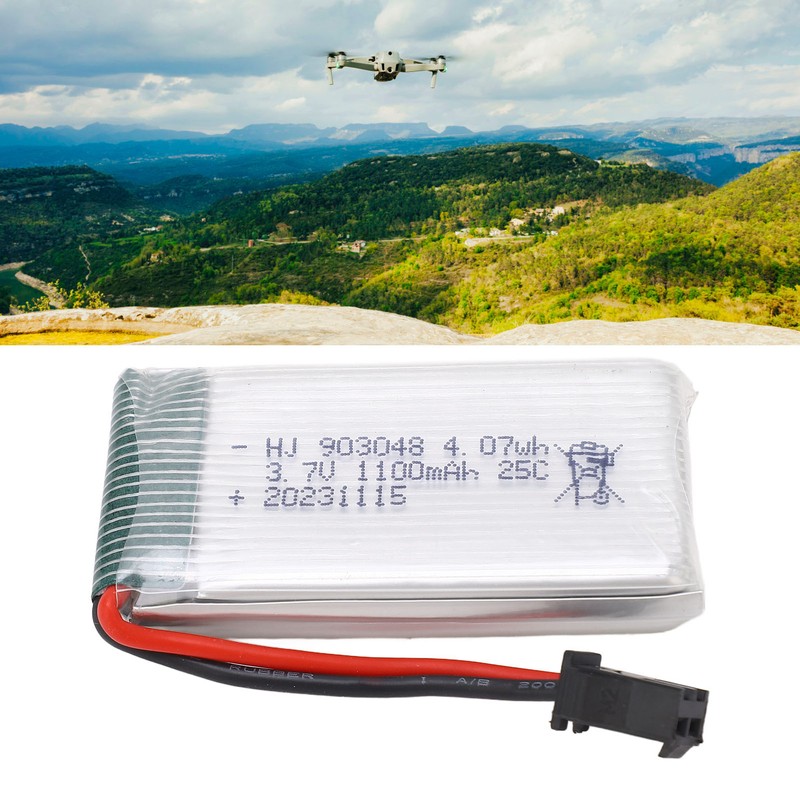RC Aircraft Lithium Battery 3.7V 1100mAh with SM Black Plug