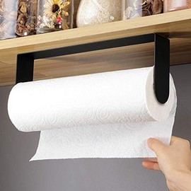 YIGII YIGII Black Paper Towel Holder Wall Mount - Under Cabinet Self Adhesive Paper Towel Rack for Kitchen, SUS-304 Stainless Steel