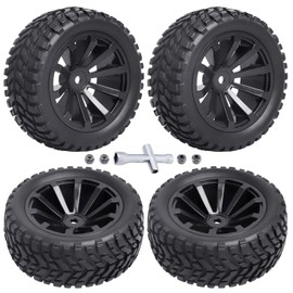 FriHobby 12mm Hex Wheels and Tires w/Foam Inserts for 1/10 RC Touring Car 1/18 Latrax Teton 1/16 Traxxas Slash Wltoys 144001 Redcat Lightning EPX On-Road Tyres, Set of 4