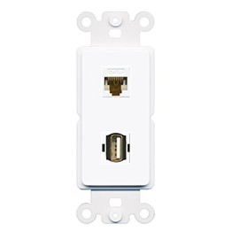 RiteAV - Cat6 USB A-A Port Wall Plate Decorative (Rocker) White