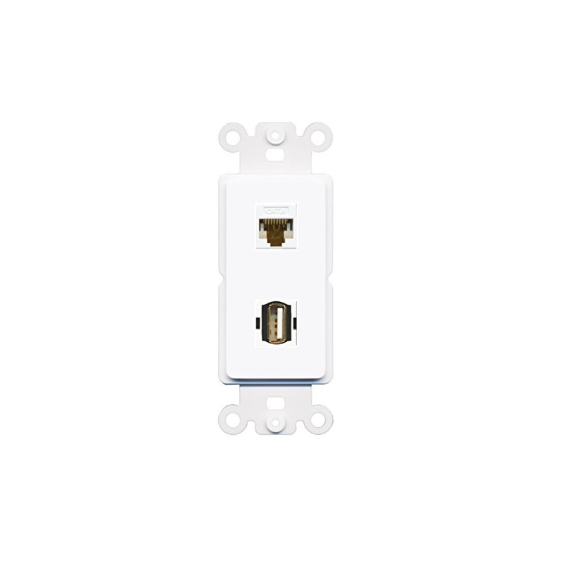 RiteAV - Cat6 USB A-A Port Wall Plate Decorative (Rocker)