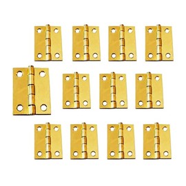 QCAA Narrow Butt Utility Hinge, Swaged, with Removable Loose Pin for Cabinet Door or Box Hinge, 2" x 1-1/2" x 1.4mm, Brass Plated, 12 Pack, Made in Taiwan