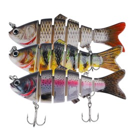 BINC Bionic Fishing Lures for Bass Trout Slow Sinking Multi Jointed Swimbaits Lifelike Swimming Hard Baits for Saltwater Freshwater, Pack of 3 with Fishing Tackle Box, Gift for Men (S6-21A)