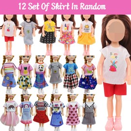 18PCS Clothes Outfit for 6inch Chelsea Dolls, Doll Accessories Including 12 PCS Random Style Dresses, 2 Pair of Shoes, 1 Random Dog and 3 Colorful Balloons for Kids Girls Gift
