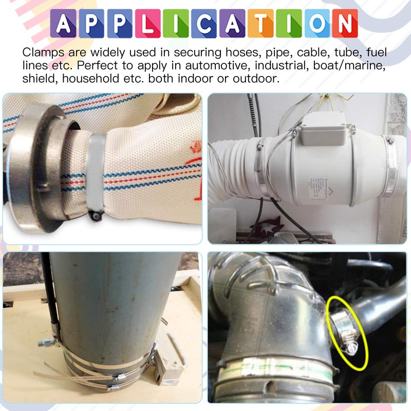 Glarks 2Pcs 32-37mm Stainless Steel T-Bolt Hose Clamps Turbo Intake