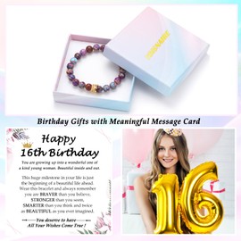 YBISNAIRE 16th Birthday Gifts for Girls, Adjustable Jasper Stone Crown Bracelet for 16 Year Old Gifts for Girls Birthday Jewellery Presents for Daughter Granddaughter Friend Teenage BFF Sister Niece