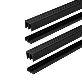 1/4" Panel Sliding Door Track - 36" Black Plastic Upper & Lower Set, USA Made, Pack of 2 - Outwater
