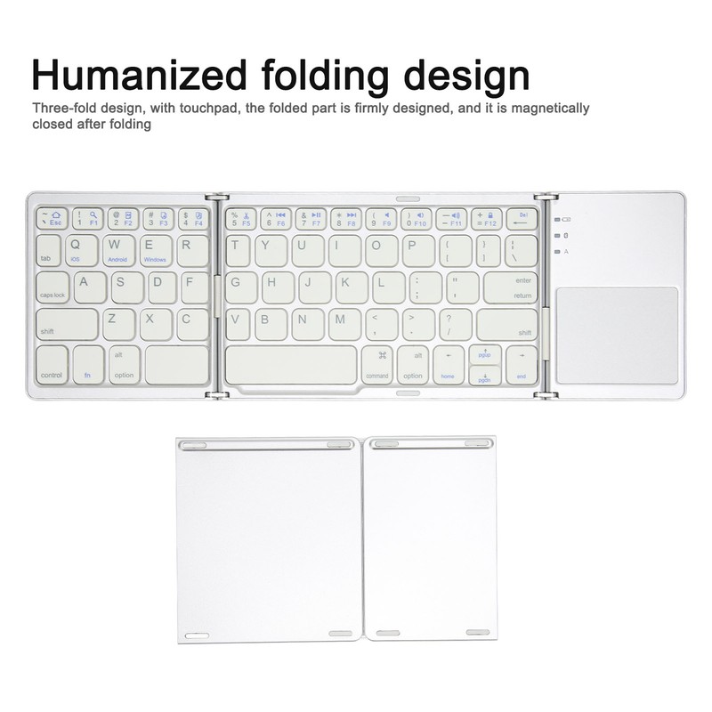 Foldable Bluetooth Keyboard 63 Keys Metal Ultra Thin Mini Folding