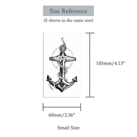 Oottati 2 Sheets Tiny Small Temporary Tattoos For Women Men Finger Hands Neck Wrist Face, Cute Long Lasting Cartoon Fake Tattoo Stickers For Kids Boys Girls Hand-Draw Sketch Anchor Eye Rope